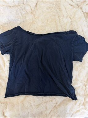 Hollister Navy Off-Shoulder Crop Top